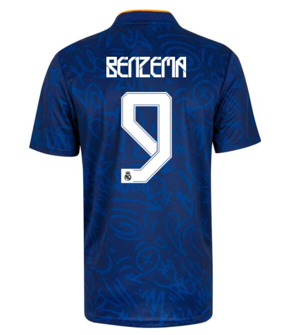 2021/22 Real Madrid Away Kit Soccer Jersey with Benzema 9 printing